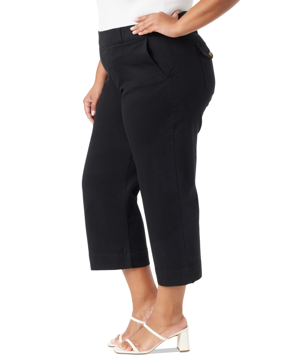 Gloria Vanderbilt Plus Size Shape Effect Wide-leg Cropped Pants In Black