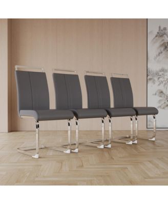 Set of 4 Faux Leather High Back Upholstered  Dining Chairs