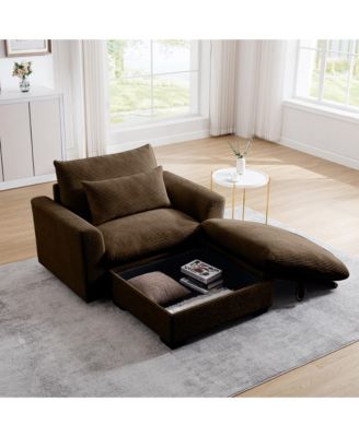 Brown Corduroy Sofa Couch, Modular Couch with Storage Ottoman, Couch Deep Seat Couches for Modern Living Room/Apartment/Office