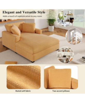 Mirod 53.5''70.9'' Oversized Chaise, Lounge Chair - Classic Design, Soft Fabric, Easy Assembly, Durable Frame with Solid Wood Legs