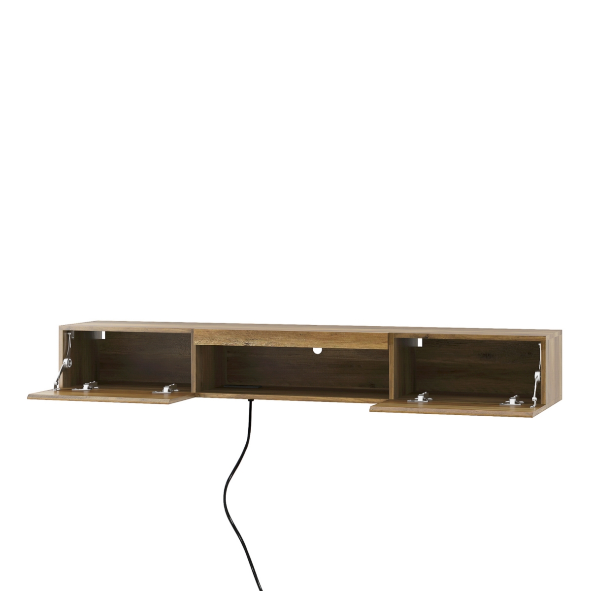 Streamdale Furniture Floating Tv Stand, Wall Mounted Tv Shelf with Led lights & Power Outlet,Wall Mounted Floating 65
