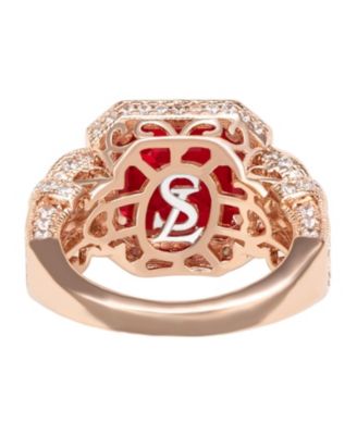 Suzy Levian Sterling Silver Asscher Cut Cubic Zirconia French Filigree Ring