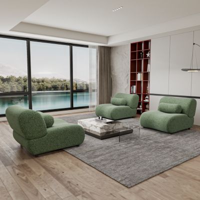 Streamdale Green Chenille Modular Sofa Cozy Recline, Modern Design