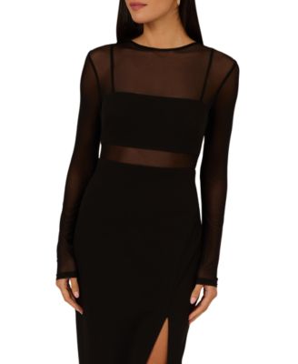 Women's Mesh-Panelled Column Gown