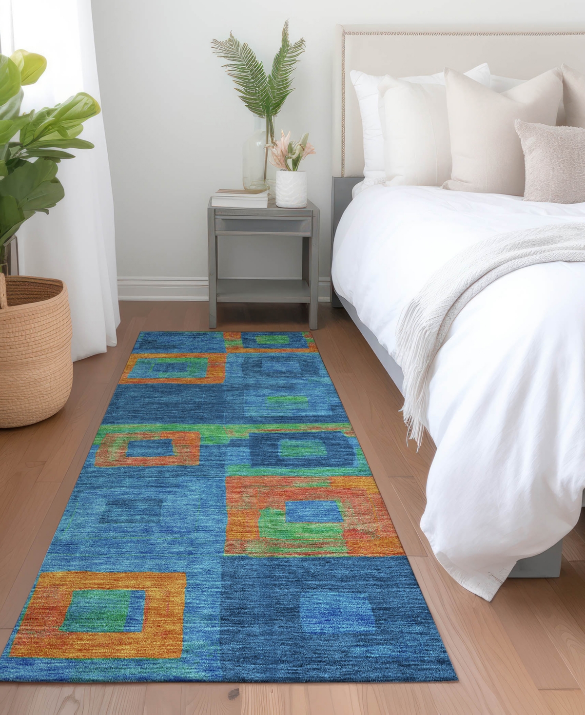 Addison Chantille Machine Washable Acn1142 2'3"x7'6" Runner Area Rug In Denim