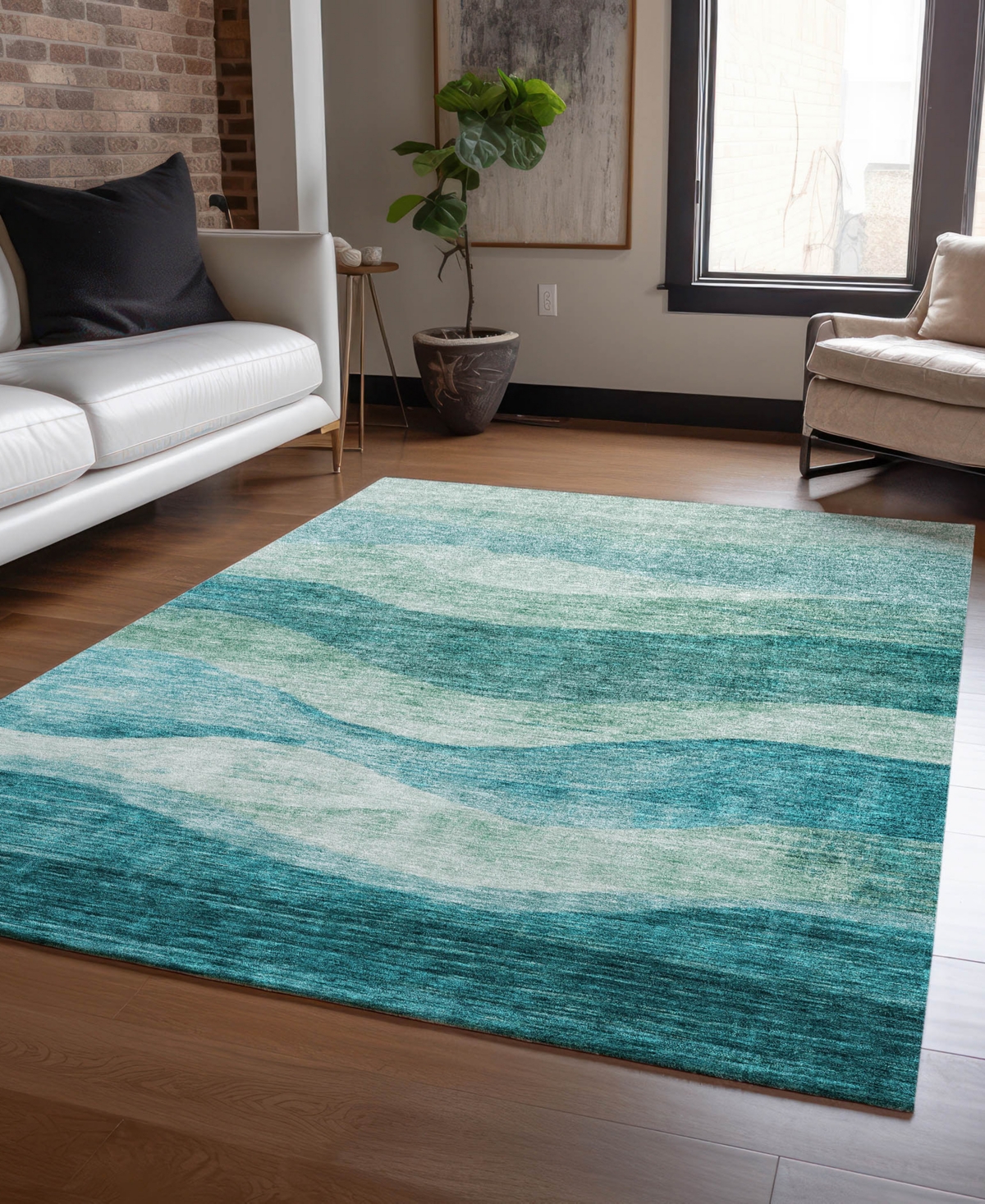Addison Chantille Machine Washable Acn1141 9'x12' Area Rug In Teal