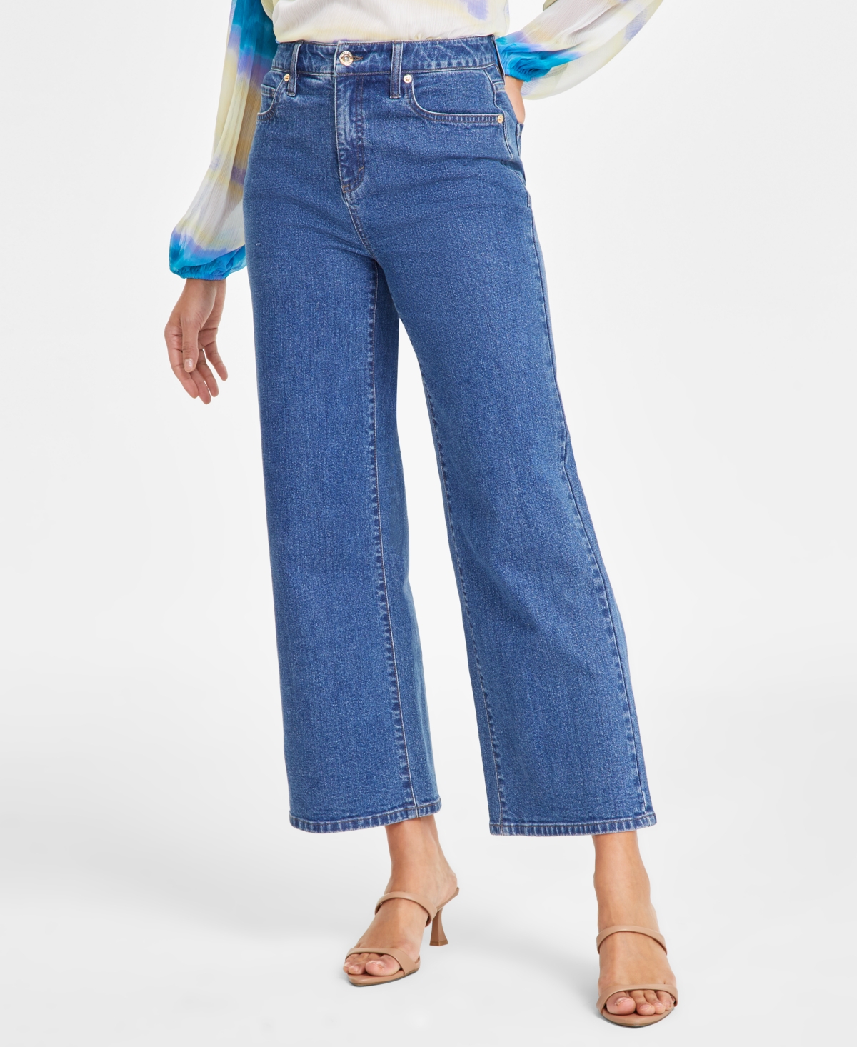 Inc International Concepts Women's Wide-leg High-rise Denim Jeans, Exclusively At Macy's In Lt Indigo