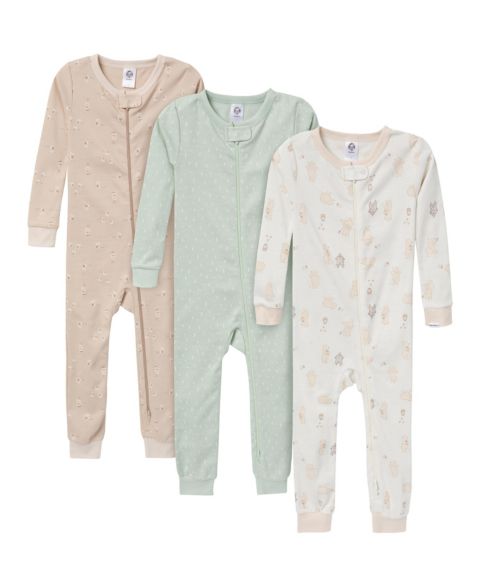 Детские облегающие комбинезоны без стоп Gerber, набор из 3 шт, цвет: Bear