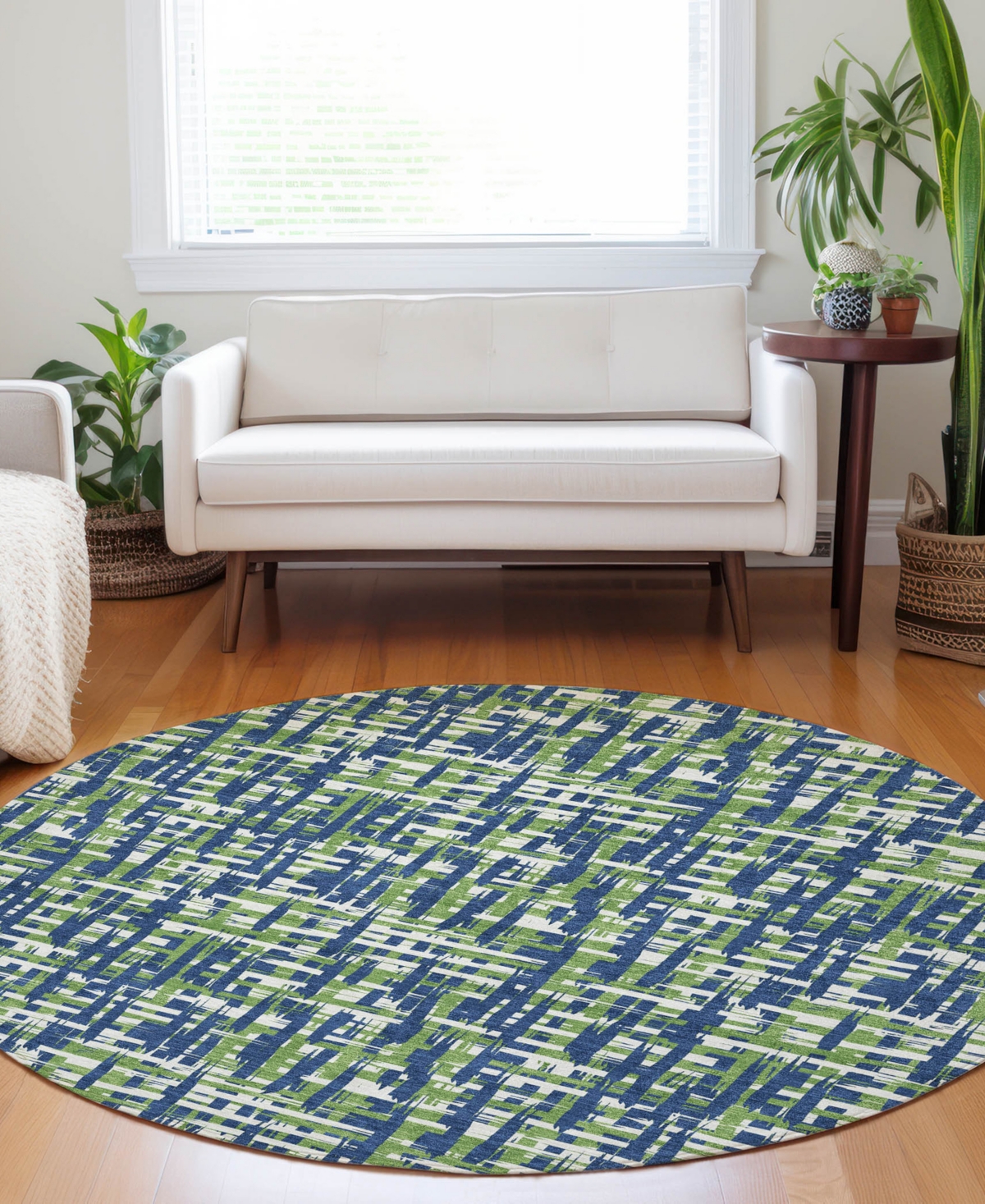 Addison Chantille Mahine Washable Acn1060 8'x8' Round Area Rug In Navy