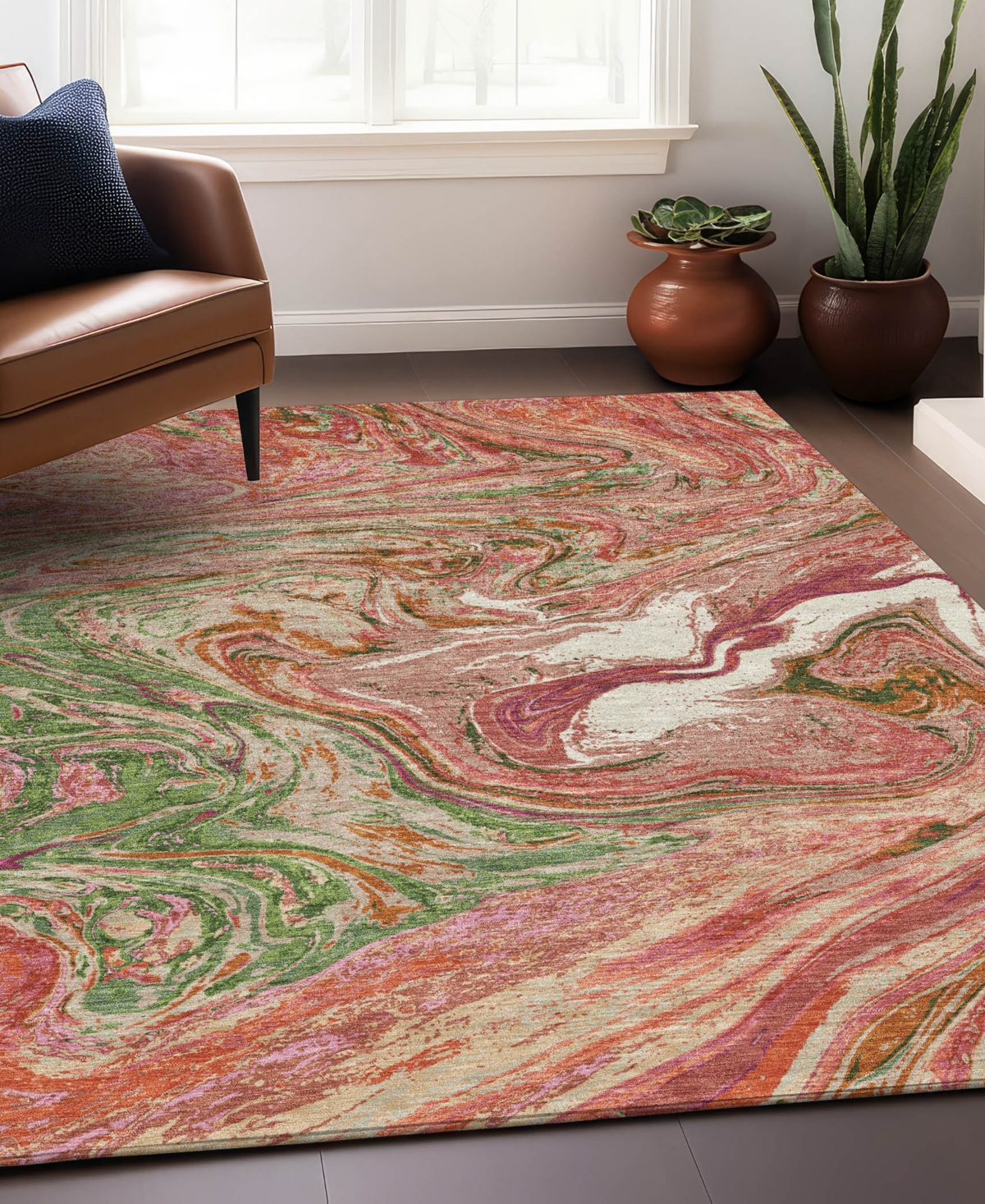 Addison Chantille Mahine Washable Acn1061 5'x7'6" Area Rug In Coral