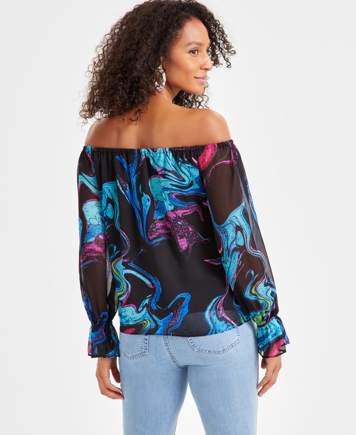 Inc International Concepts Women's Off-the-shoulder Top, Exclusively At Macy's In Meara Marb
