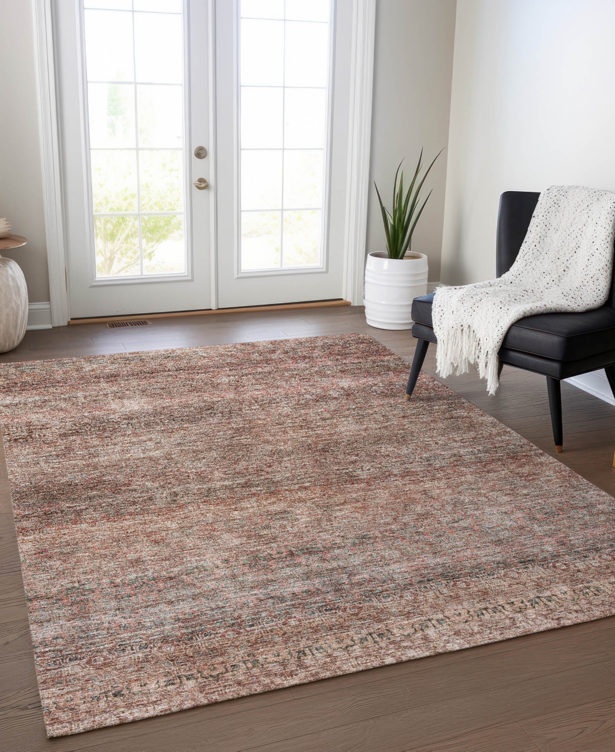 Addison Chantille Machine Washable Acn1174 8'x10' Area Rug In Coral