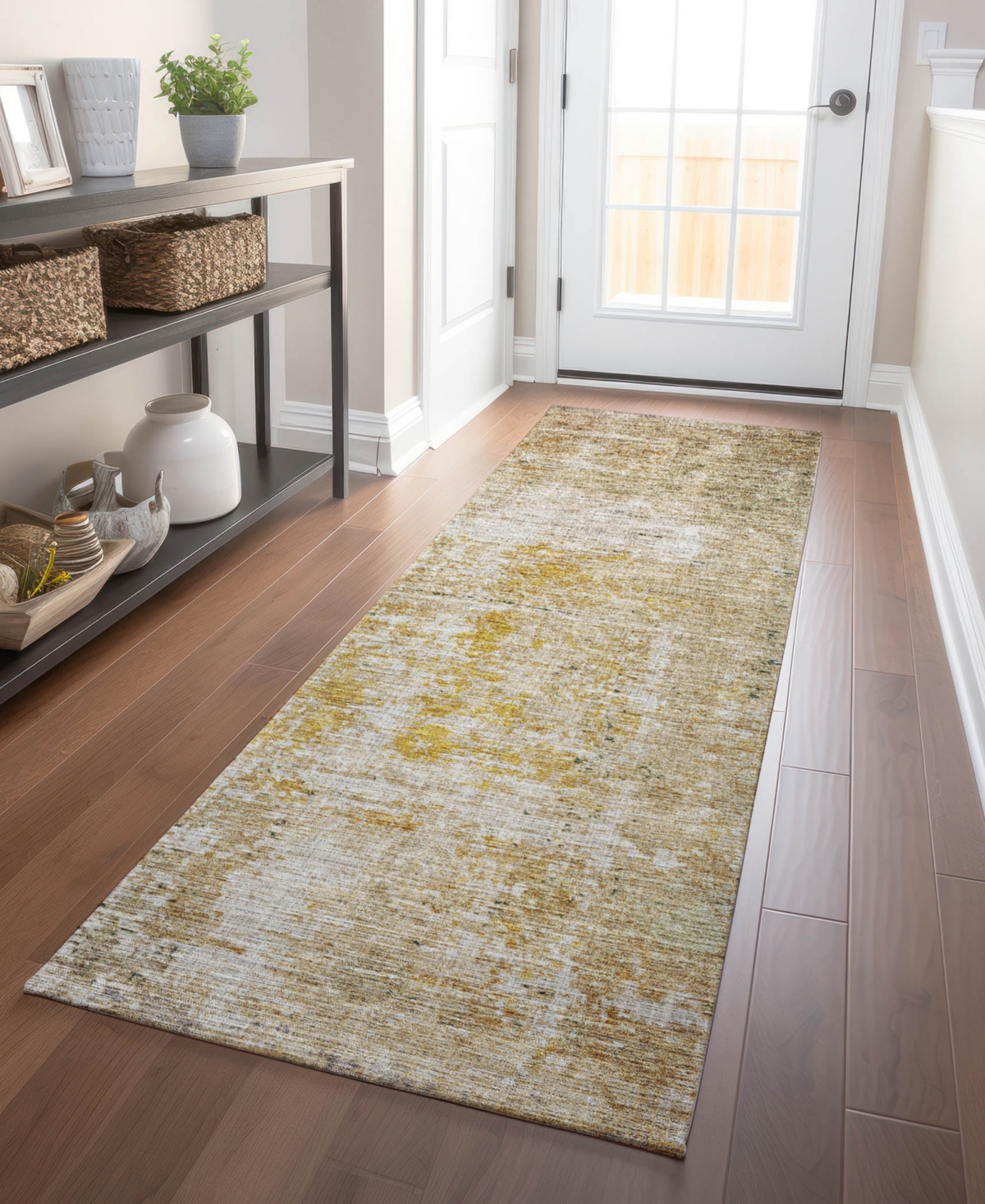 Addison Chantille Machine Washable Acn1169 2'3"x7'6" Runner Area Rug In Gold