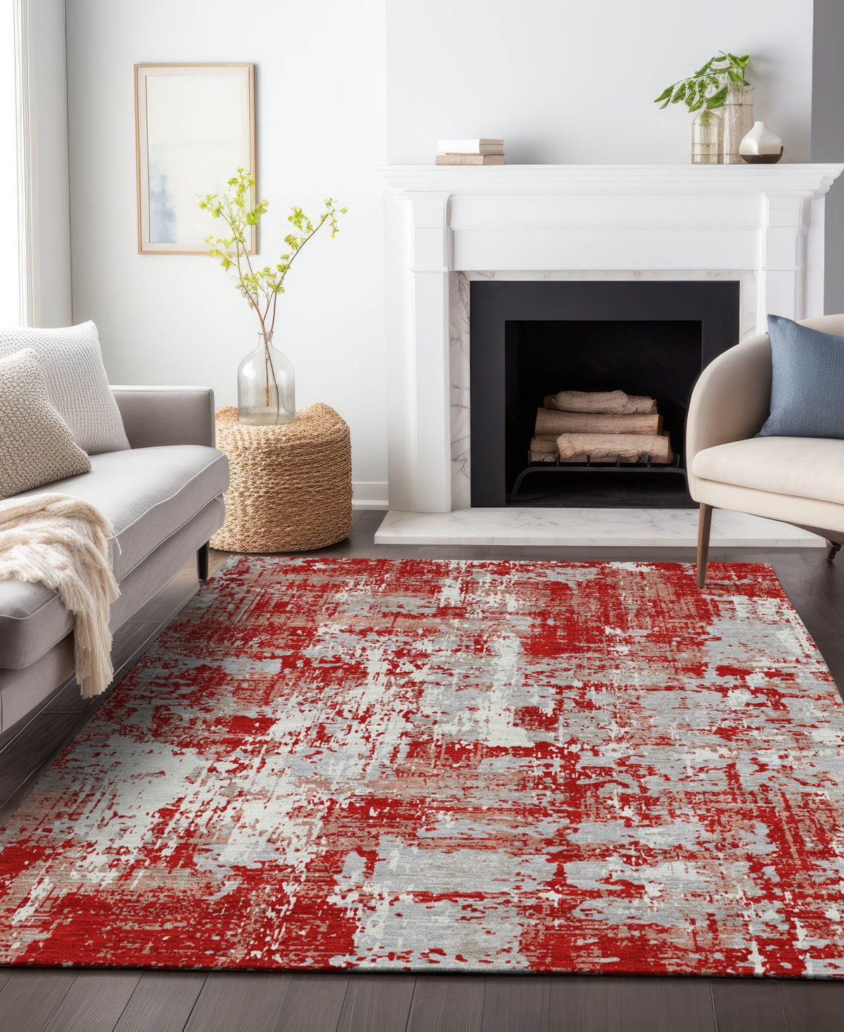 Addison Chantille Machine Washable Acn1008 5'x7'6" Area Rug In Red