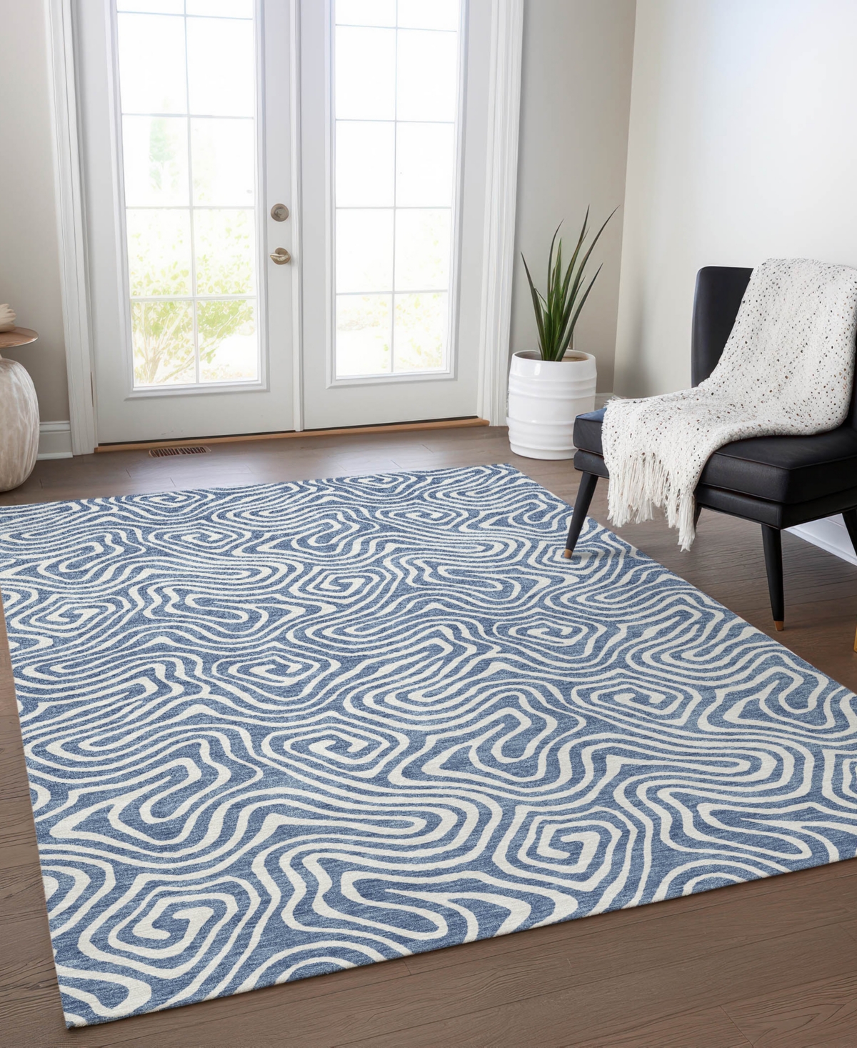 Addison Chantille Machine Washable Acn1030 8'x10' Area Rug In Denim