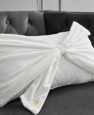 Velvet Bow Decorative Pillow, 10" x 18"