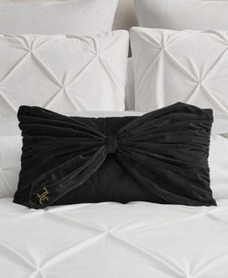 Velvet Bow Decorative Pillow, 10" x 18"
