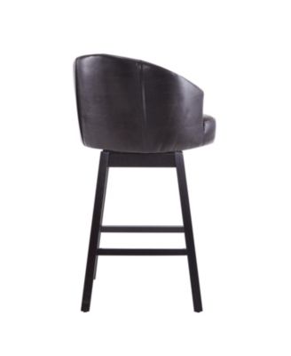 Set of 2 Swivel Counter Stools, Upholstered, Dark Brown