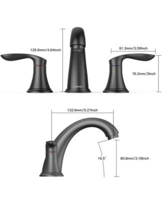 Bathroom Sink Faucet, Faucet for Bathroom Sink, Widespread Matte Black Bathroom Faucet 3 Hole
