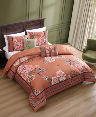 Rossana Bedding 100% Cotton 5-Piece King Size Reversible Comforter Set