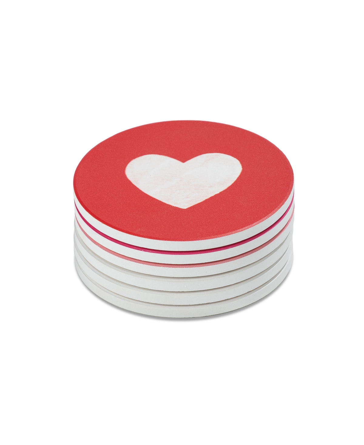 Thirstystone Printed Heart Coasters, Set Of 6 In White,pink
