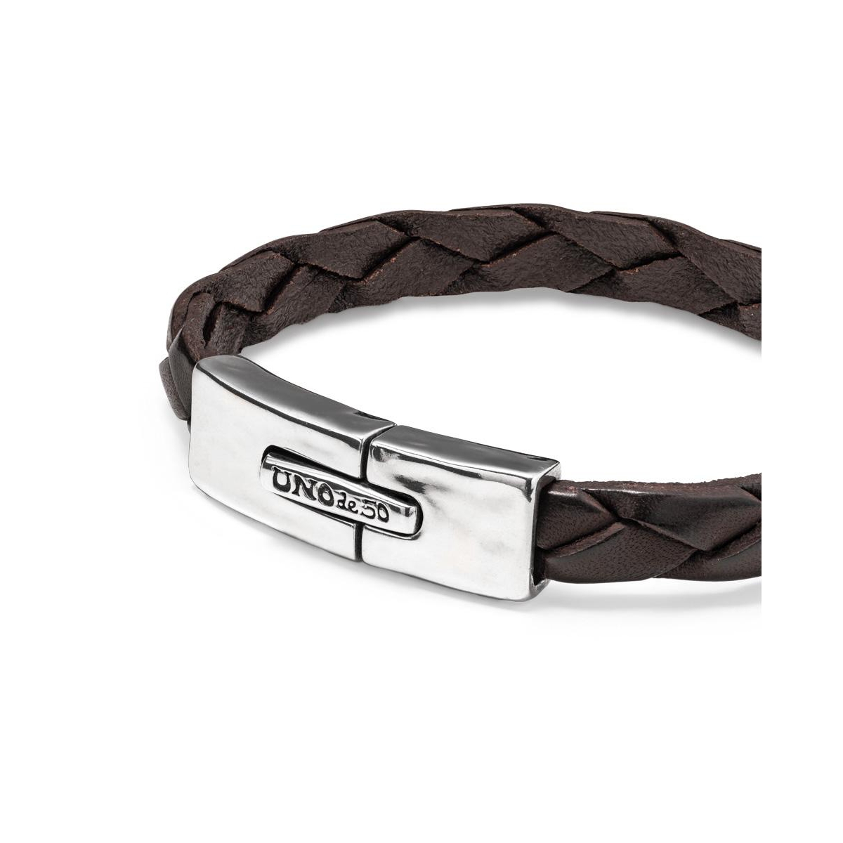 Unode50 Sterling Silver Rectangular Spring Clasp Bracelet In Black