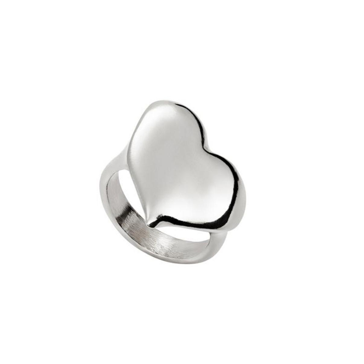 Unode50 Big Heart Shaped Metal Alloy Ring In Gray