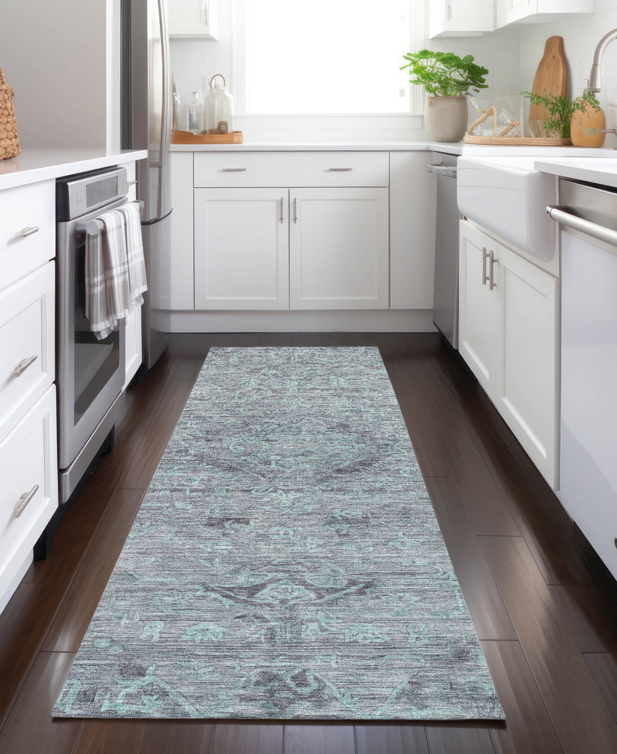 Addison Chantille Machine Washable Acn1111 2'3''x7'6'' Runner Area Rug In Teal