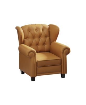 Modern Tufted Push Back Armchair Technical Leather Chair, Adjustable Single Sofa Chair with Sturdy Wood Legs for Bedroom, Living Room, Small Space(Color:ORANGE)