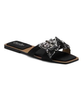 Womens Ordly Floral Flat Sandal Slide