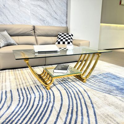 Streamdale Modern Stainless Steel Coffee Table with Storage