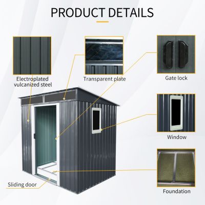 Streamdale 5ft x 6ft Outdoor Metal Shed with Window (Black/White