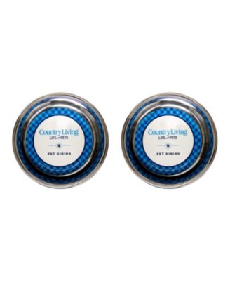 Set of 2 Stainless Steel Dog Bowls - Farmhouse Style, Durable & Non-Slip, Easy Clean Pet Feeder