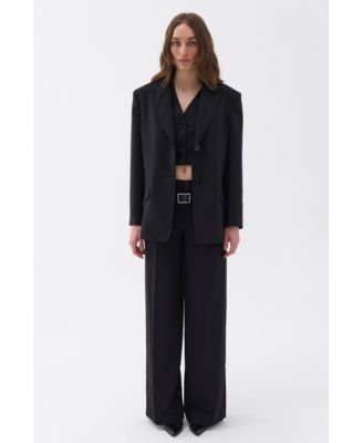 Women's Padded Shoulder Blazer Jacket