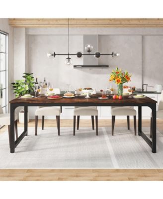 71"x35.4" Industrial Dining Table for 6–8, Rectangular Kitchen Table with Heavy Duty Metal Legs for Dining Room or Living Room