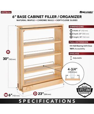 6" Pullout Base Filler Cabinet Rack w/ Soft-close, 432-BFBBSC-6C