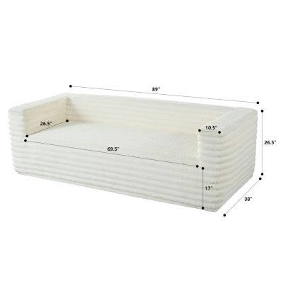 Modern 89" Corduroy Sofa with Squared Arm