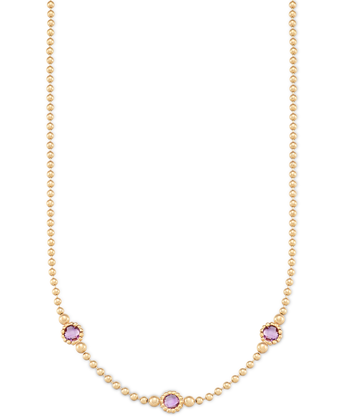 Macy's Amethyst Three Stone Bezel 18" Collar Necklace (3 Ct. T.w.) In 14k Gold-plated Sterling Silver (also In Amethyst