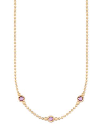 Amethyst Three Stone Bezel 18" Collar Necklace (3 ct. t.w.) in 14k Gold-Plated Sterling Silver (Also available in Onyx)