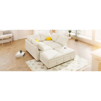 Mirod 6-Piece Modular Sofa Bed with Storage