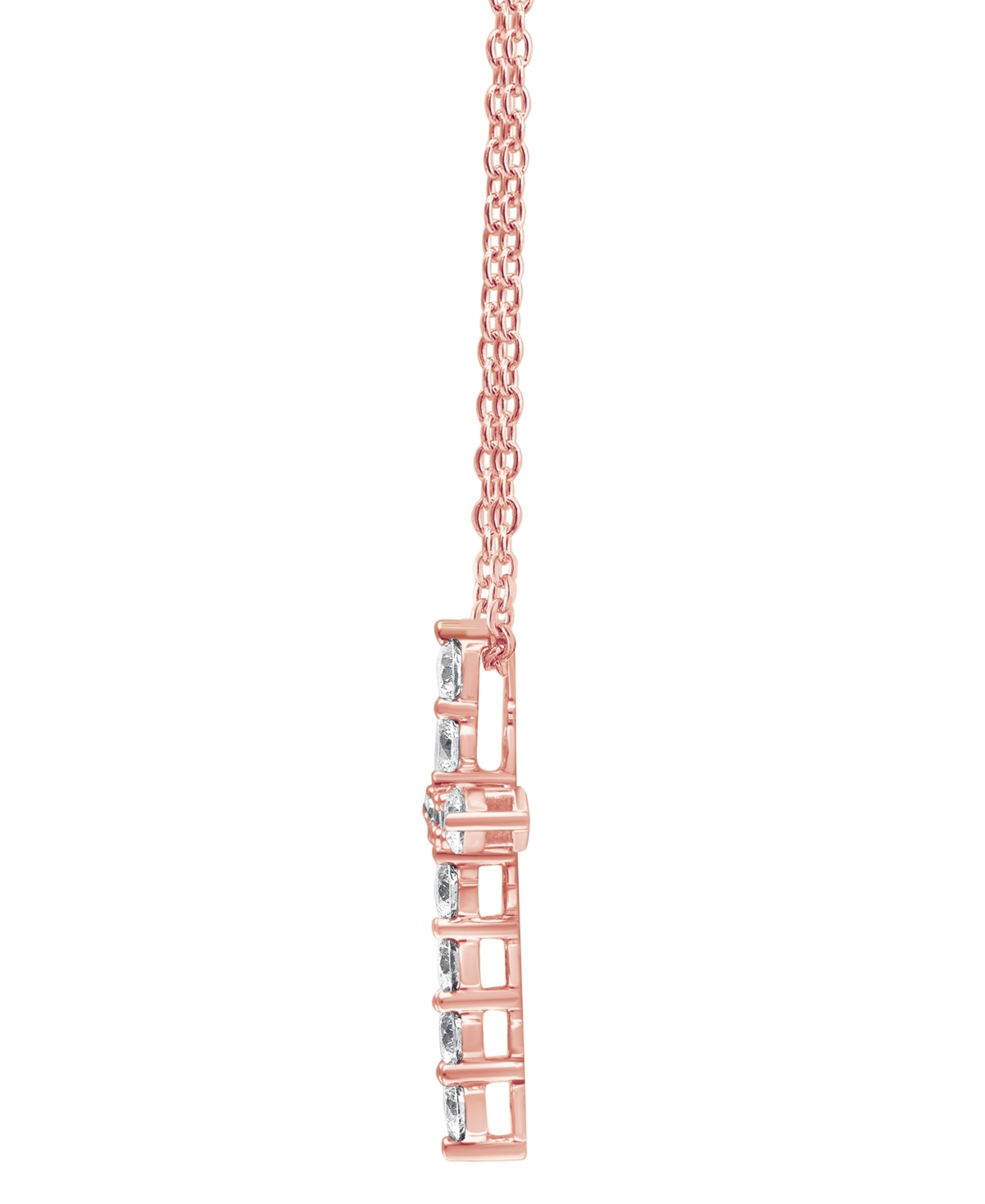 Macy's Diamond Cross Pendant Necklace (1 Ct. T.w.) In 14k White, Yellow Or Rose Gold In Rose Gold