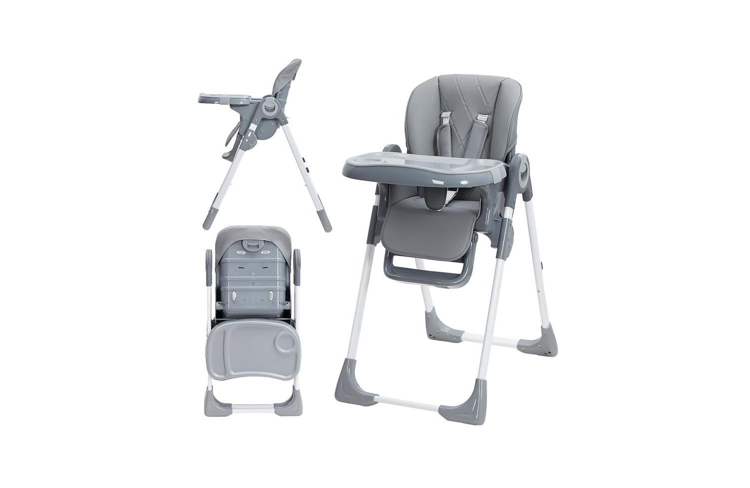 Multifunctional Baby High Chair, Foldable Infant Highchairs with Removable Tray, Adjustable Height and Recline, Easy Cleaning High Chair for Babies & Toddlers