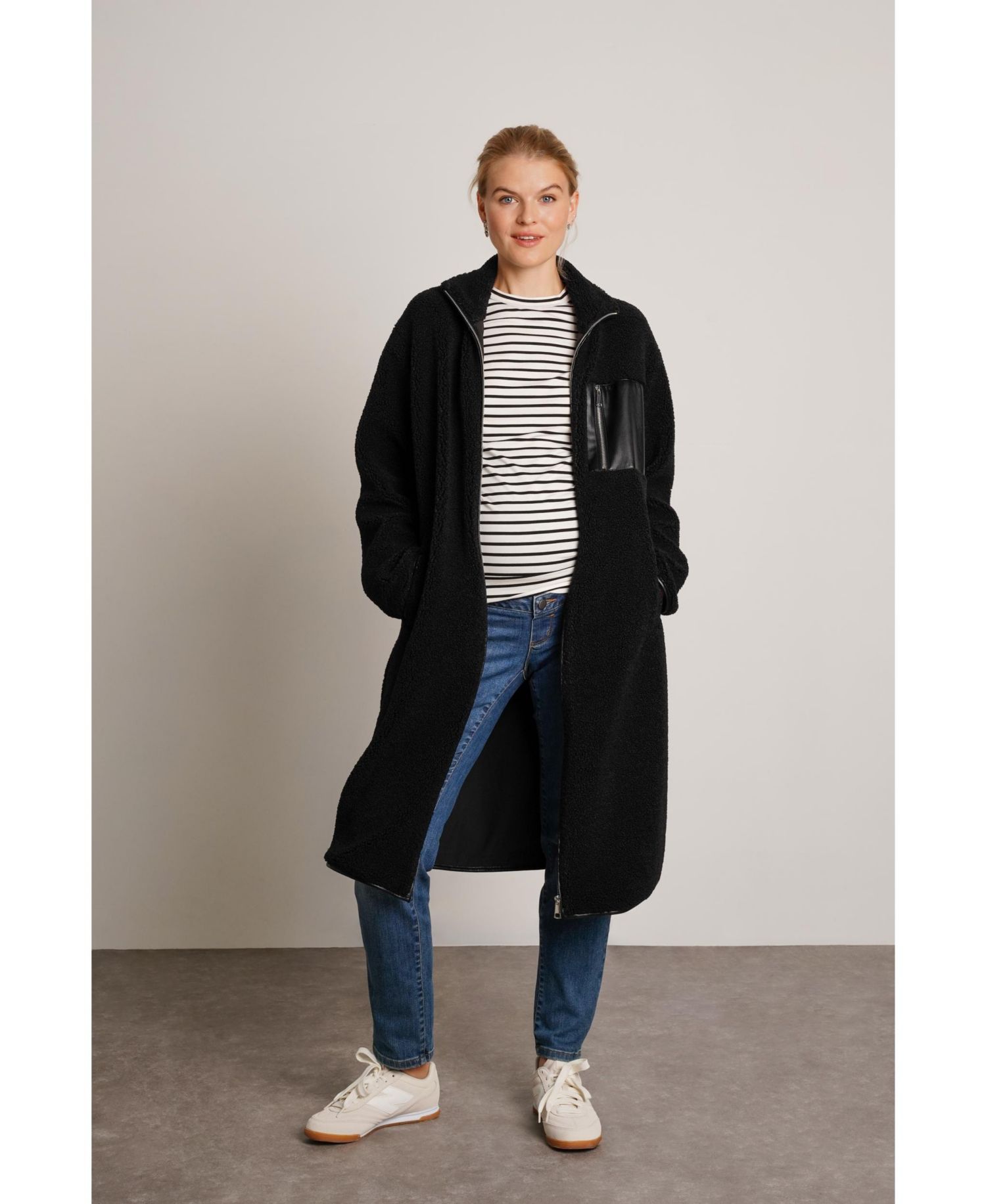 Women's Teddi Baby Wearing Long Coat