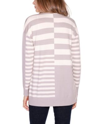 Women's Black Label Colorblocked Open-Front Cardigan Sweater