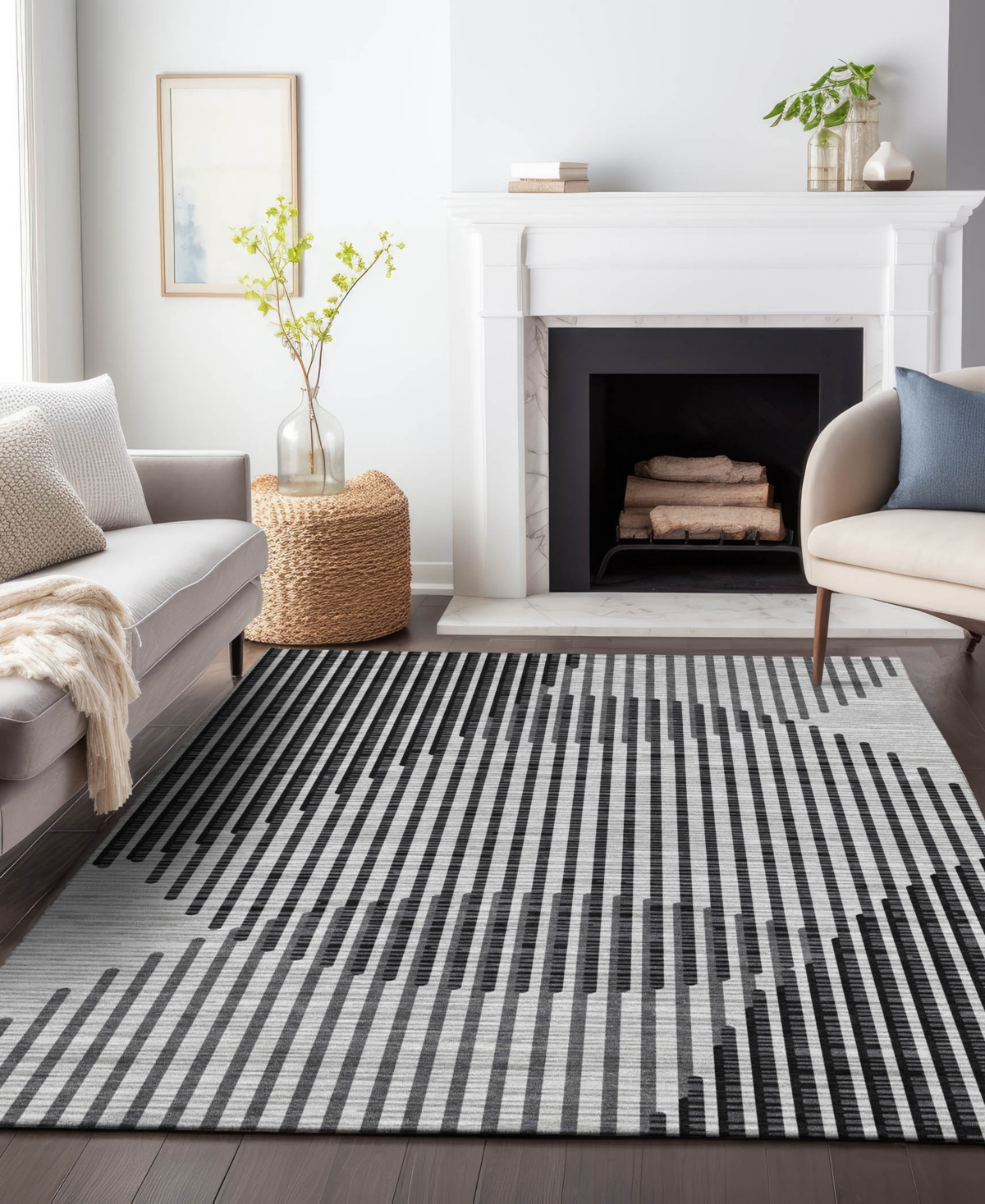 Addison Chantille Mahine Washable Acn1001 9'x12' Area Rug In Gray