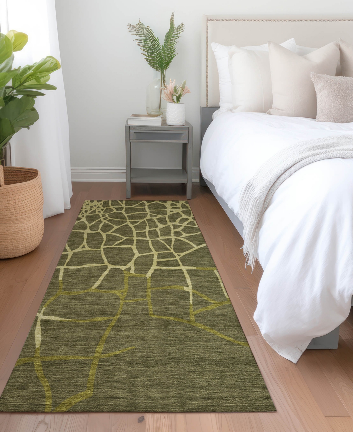Addison Chantille Mahine Washable Acn1049 2'3"x7'6" Runner Area Rug In Olive