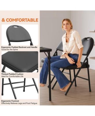 Folding Chairs 4 Pack Metal Portable Metal Chairs with Cushions