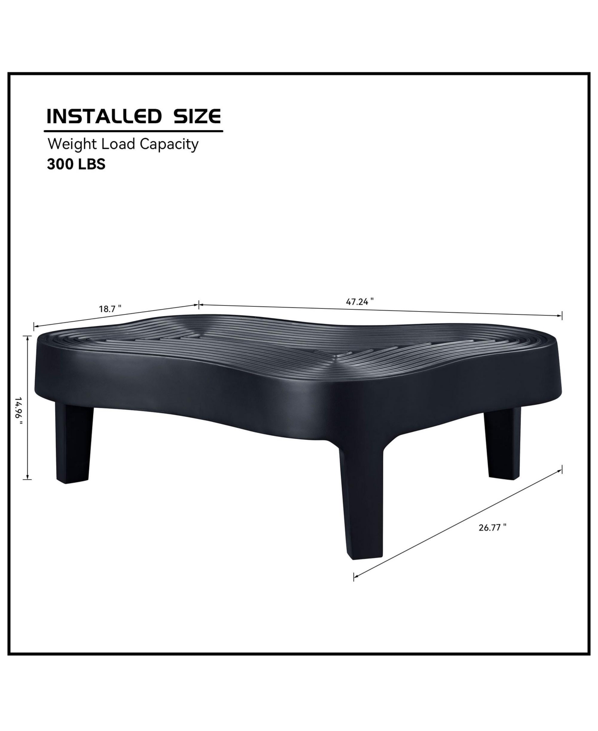 47.24''Fiberglass Clound Coffee Table for Living Room,Matte Black Relief Table front of the Sofa, Irregular Center Table for Apartment,No Need Assembl