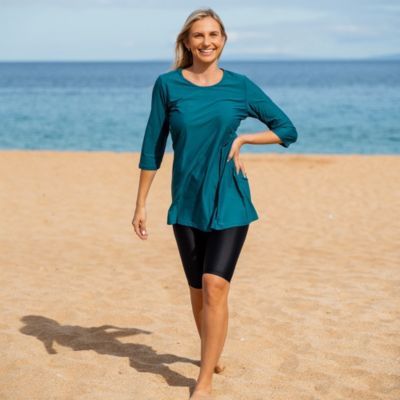 Women's Chlorine Resistant High Waisted Long Bike Swim Shorts