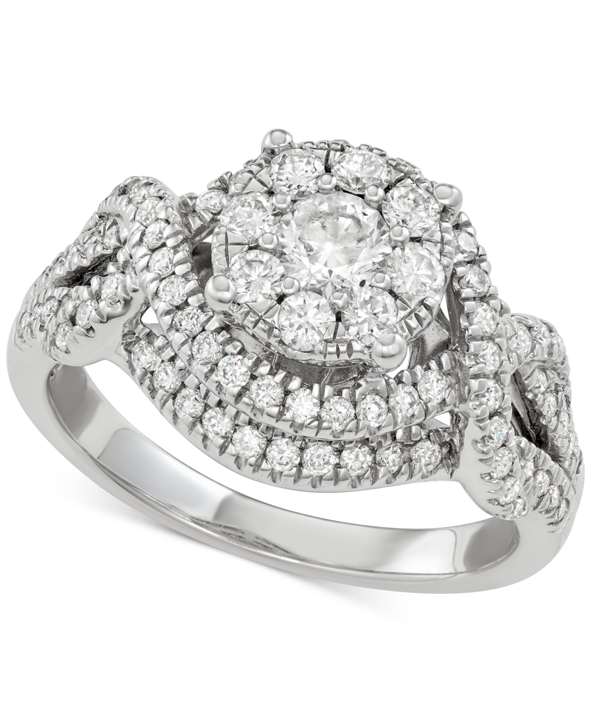 Macy's Diamond Cluster Swirl Ring (1-1/4 Ct. T.w.) In 14k White Gold In White Gold